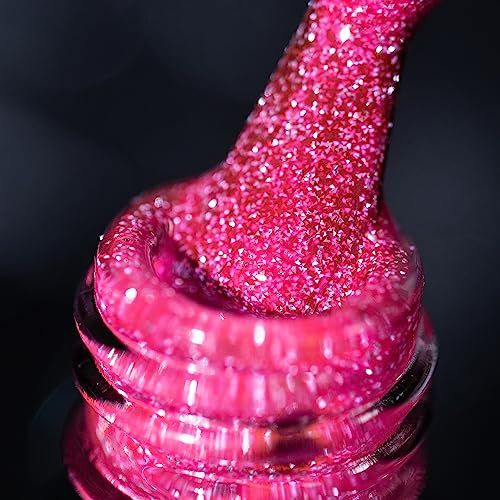 BURANO Reflective Gel Nail Polish, 7.3ml Reflective Diamond Nail Glitter Gel Polish, Sparkly Summer Color Gel Polish Holographic Glitters Shiny Gel Polish UV Lamp Required SZ9