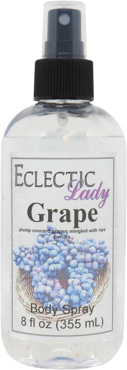 Eclectic Lady Grape Body Spray, Double Strength, 8 ounces, Body Mist for Women with Clean, Light &amp; Gentle Fragrance, Cologne with Soft, Subtle Aroma For Daily Use