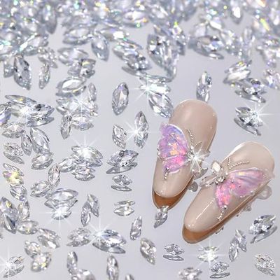 100pcs Shiny Zircon Nail Gems and Rhinestones for Nails 3D Nail Rhinestones and Charms Crystal Gems for Nails Pointed Bottom Nail Diamonds Rhinestones for Crafting Rhinestone Nail Jewels for Nail Art