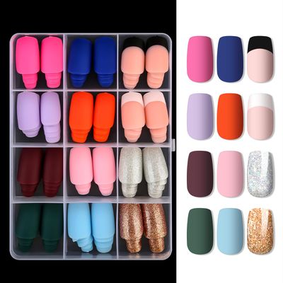 Arousar 288Pcs Frence Press on Nails Medium Square Matte Fake Nails Stick on Nails Natural Full Cover, Spring Summer Mothers Day DIY Salon Gift, 12 Sizes