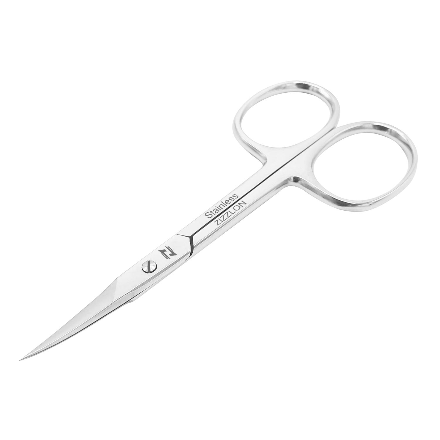 ZIZZLON Cuticle Scissors Extra Fine Curved Stainless Steel, Professional Eyebrow Scissors for Beard, Nose Hair, Eyelash, Mustache, Dry Skin - Manicure Scissors