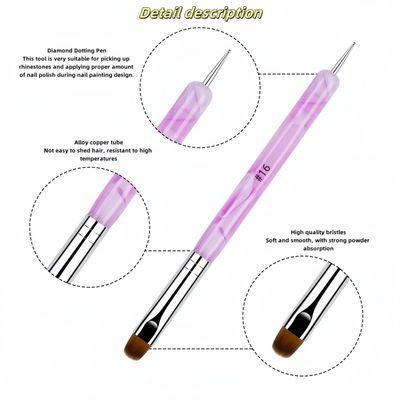 French brush for nails Premium 2 Way French Gel Acrylic Nail Art Brush &amp; Dotting Tool 2-Piece 14 &amp; 16Professional Nail Salon Quality Brush, Nail Dotting Pen