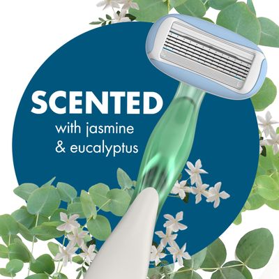 BIC Soleil Escape Womens Disposable Razors With 5 Blades for a Sensorial Experience and Comfortable Shave, Pack of Jasmine & Eucalyptus Scented Handle Shaving Razors for Women, 2 Count