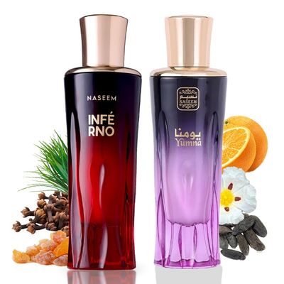 NASEEM INFERNO &amp; Yumna Aqua Perfumefor Unisex | Bold and Sexy Fragrance with Long-Lasting Arabian &amp; Warm Spicy Scents for Men &amp; Women (Combo - 80ml Each)