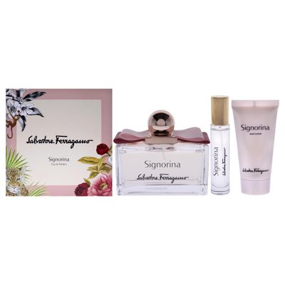 Salvatore Ferragamo Signorina 3.4oz EDP Spray, 1.7oz Body Lotion, 0.5oz EDP Spray Women 3 Pc Gift Set