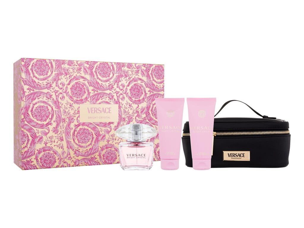 Versace Bright Crystal 4-Piece Set for Women, (3.0 Oz Eau De Toilette Spray 3.4 Oz Body Lotion 3.4 Oz Shower Gel Bag)