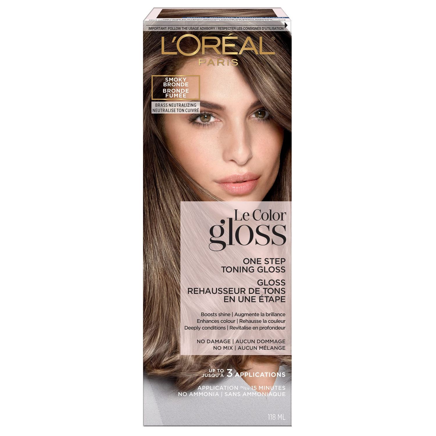 LOreal Paris Le Color Gloss One Step In-Shower Toning Hair Gloss, Neutralizes Brass, Conditions &amp; Boosts Shine, Smoky Bronde, 4 Ounce
