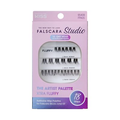 FALSCARA STUDIO Lash Extension Kit, Individual Lash Palette, 18 Stackable Lash Clusters, Xtra Fluffy False Eyelashes, Medium Volume, Length 10mm-14mm, Band Size 2mm-6mm