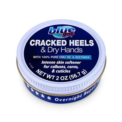 Blue Goo CRACKED HEELS &amp; DRY HANDS Skin Softener for Dry Feet, Hands, Hydrating and Smoothing, Moisturizer, Dryness Relief, 2 Ounce, made with 100 PURE EMU OIL