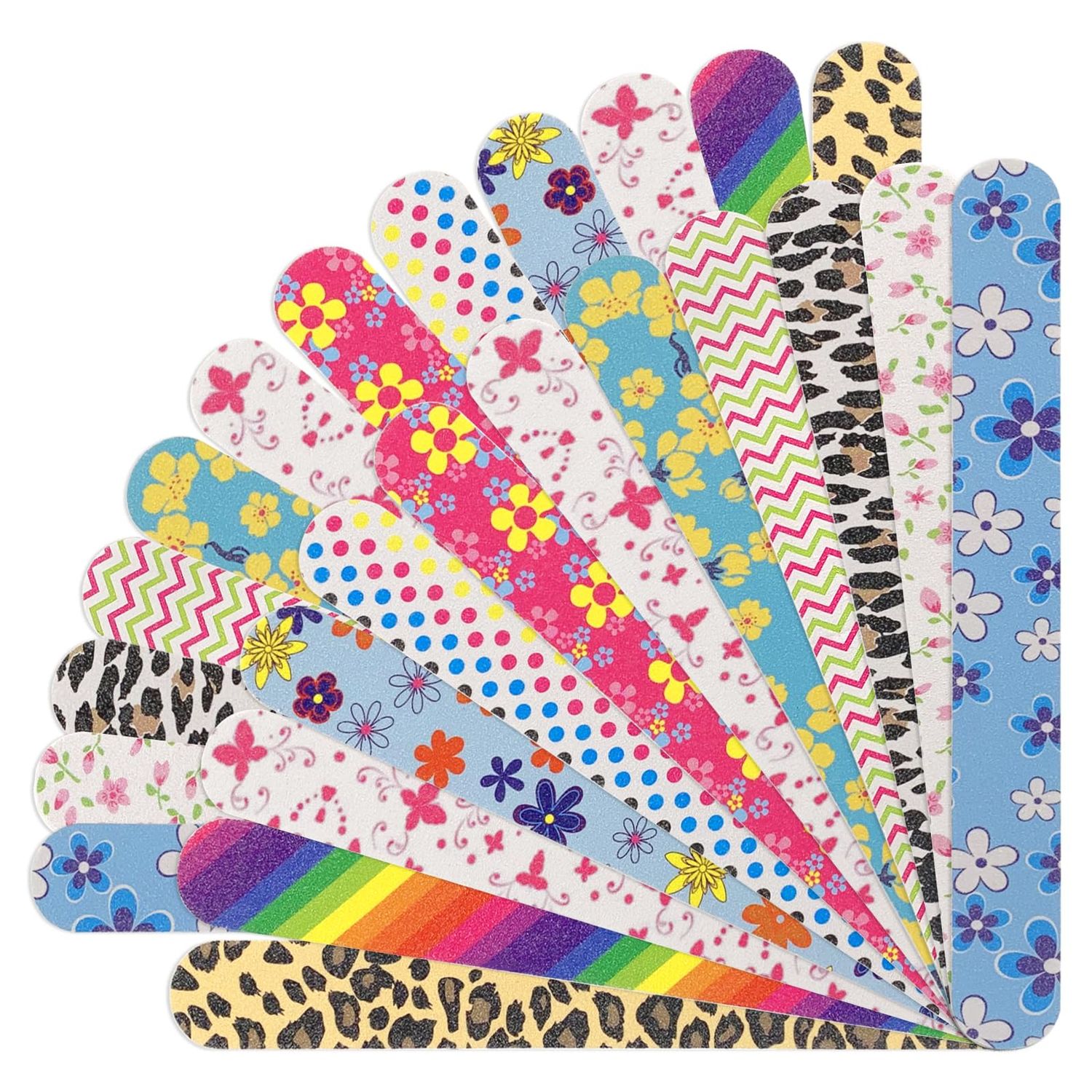 LNAUJS 24PCS Professional Double-Sided 100/180 Grit Nail Files Colorful Manicure Pedicure Tools