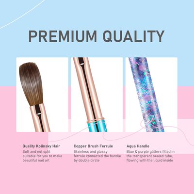 100 Kolinsky Acrylic Nail Brush- Size 08 Professional Nail Brush for Acrylic Application Acrylic Powder Brush for Nail Art DIY Home Salon Nail Manicure (Blue)