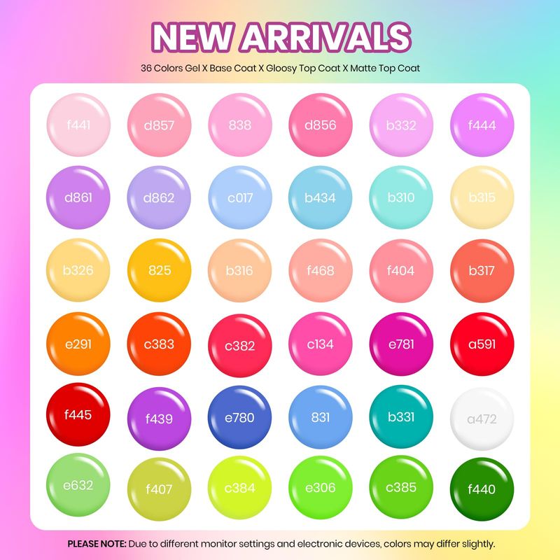 Beetles Summer Gel Nail Polish 36 Colors Neon Rainbow Bright Color Gel Polish Set with Base Coat Glossy Matte &amp; Glitter Top Coat Pink Red Yellow Manicure Tools Gifts for Women