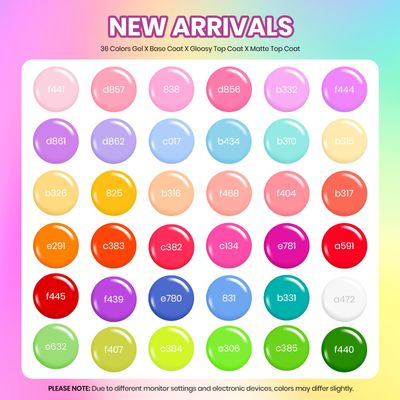 Beetles Summer Gel Nail Polish 36 Colors Neon Rainbow Bright Color Gel Polish Set with Base Coat Glossy Matte &amp; Glitter Top Coat Pink Red Yellow Manicure Tools Gifts for Women
