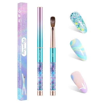 100 Kolinsky Acrylic Nail Brush- Size 08 Professional Nail Brush for Acrylic Application Acrylic Powder Brush for Nail Art DIY Home Salon Nail Manicure (Blue)