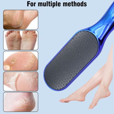 2 Pcs Veinsgrain Foot File, Nano Glass Foot File Hard Skin Remover with Non-Slip Ergonomic Handle, Professional Foot Care Tools for Smooth Feet(GoldBlue)