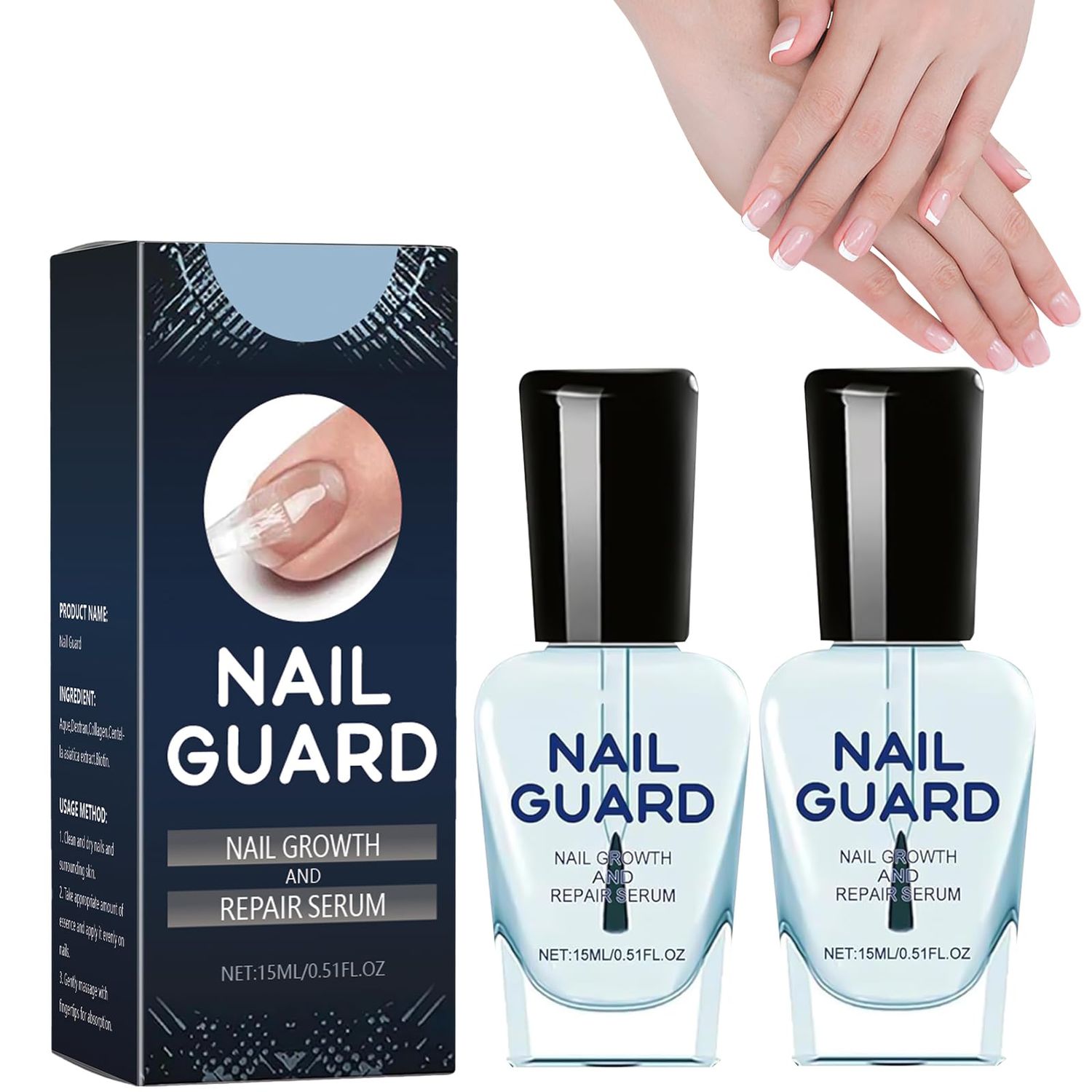 YFKEJI Onyxoguard Nail Growth And Repair Serum, Nail Growth and Strengthener Essence For Thin Nails And Growth, Nail Growth Serum, Onyxoguard Serum (2PCS), White