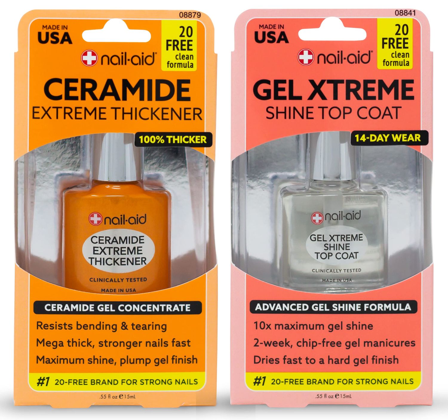 NAIL-AID Ceramide Extreme Thickener Gel Top Coat, Clear, 2 Count