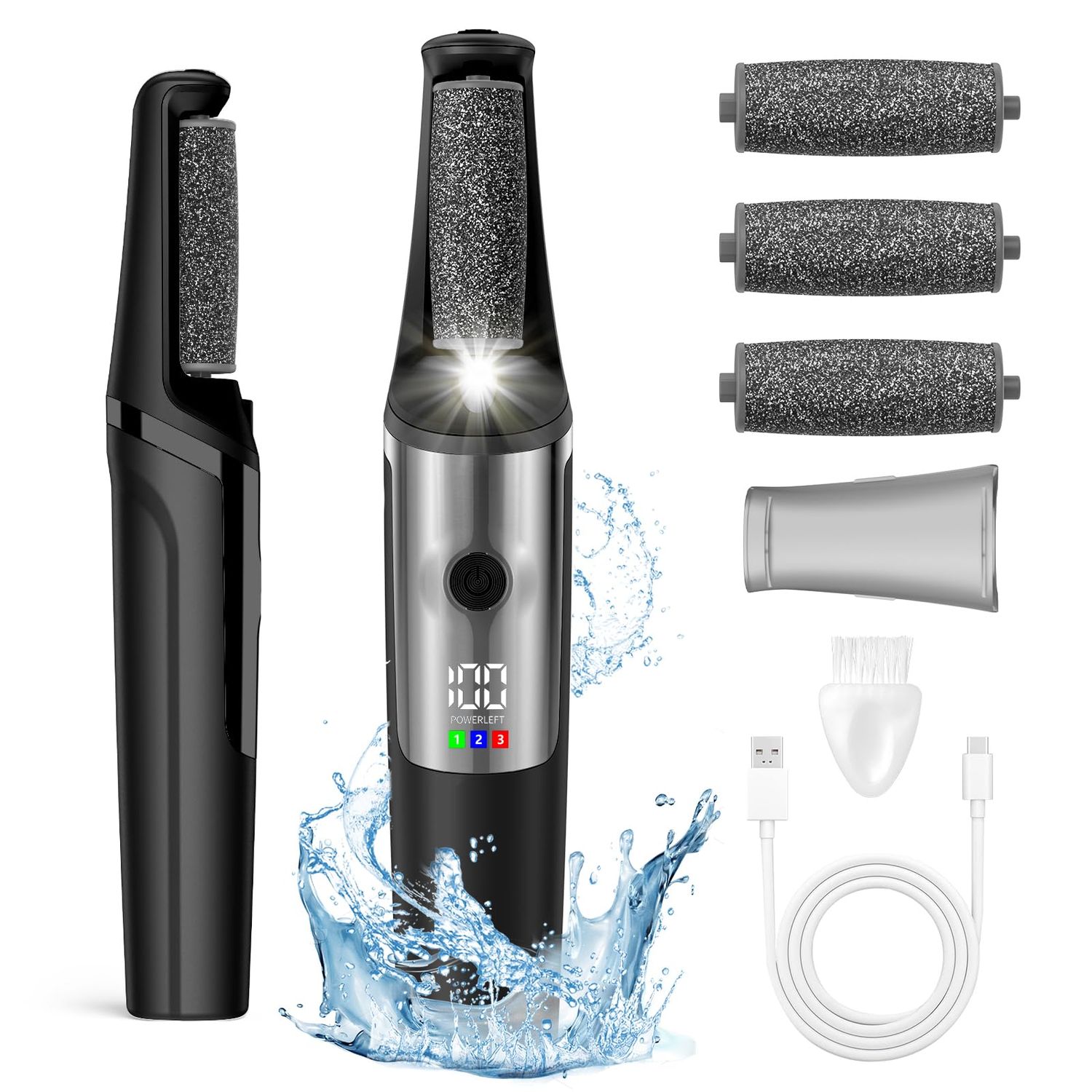 Electric Callus Removers for Feet, Smooth Pedicure Wand Rechargeable Electric Foot File,Professional Pedicure Tools for Dry, Dead, Cracked, Hard Skin, at Home Feet Spa Care Kit for Men &amp; Women