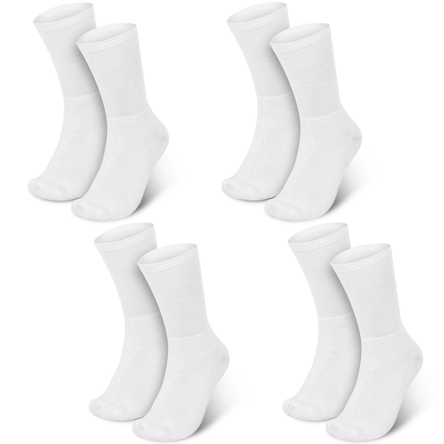 Silicherry 4 Pairs Cotton Soft Eczema Socks White Hydrating Moisturizing Therapy Cotton Socks Eczema Relief for Adult Wet Wrap Non Itch Soft Feet Treatment