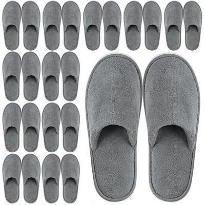 Extrapins 12 Pairs Disposable Slippers,Grey Closed Toe Spa Slippers,Non Slip Hotel Slipper,Soft Coral Fleece Slippers for Women Men,Comfortable House Slipper Bulk for Guests Hotel Home Travel (Grey)