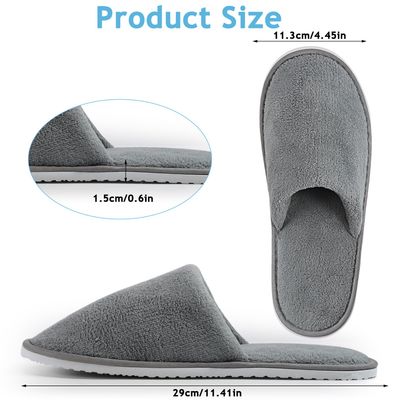 Extrapins 12 Pairs Disposable Slippers,Grey Closed Toe Spa Slippers,Non Slip Hotel Slipper,Soft Coral Fleece Slippers for Women Men,Comfortable House Slipper Bulk for Guests Hotel Home Travel (Grey)