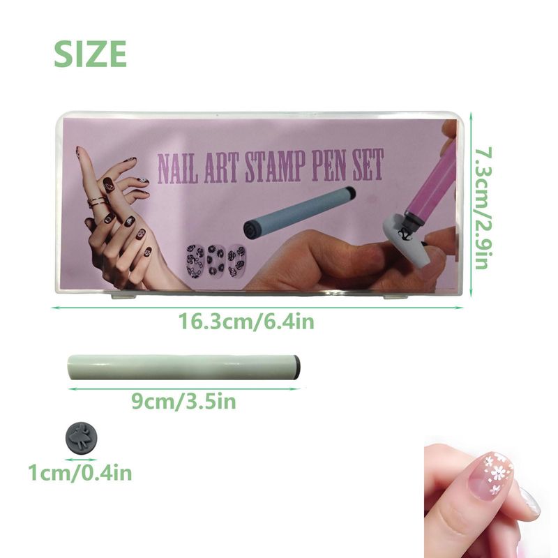 48 Pcs Nail Art Stamp Pens Set, Flower Nail Stamper Pen, Quick Nail Art Tools with Different Patterns, Stamping Pen for Beginner DIY Salon Manicure