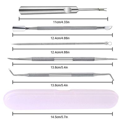 jindian Ingrown Toenail Pedicure Tool Kit Nail File and Nail Lifter Pusher Double-Sided Nail Manicure Kit Stainless Steel Nail Care, Tools Pain Relief (6PCS)