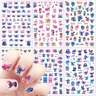 6 Sheets 3D Self-Adhesive Nail Art Stickers - Cartoon Kawaii Anime Design Decals - Cute Charm Decoration for Women Girls