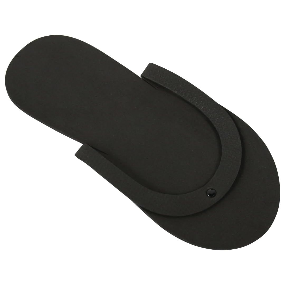 ForPro Comfy Pedi Slippers, Black, Disposable Foam Pedicure Slippers for Nail Salons &amp; Spas, Individually-Wrapped, 12-Pair