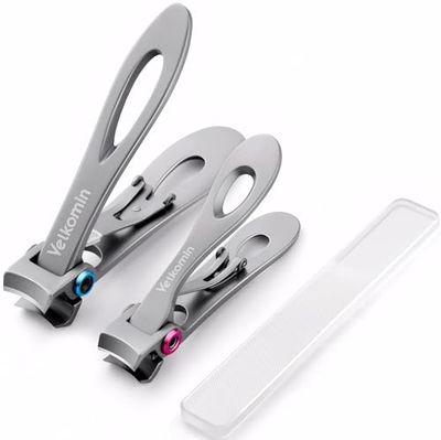 VELKOMIN German Nail Clippers for Men, Toenails Clippers for Seniors, Ultra-Sharp &amp; Durable, Large Fingernail Toe Nail Clippers Cutters Trimmers, 18-Month Replacement Warranty (3-Pieces)