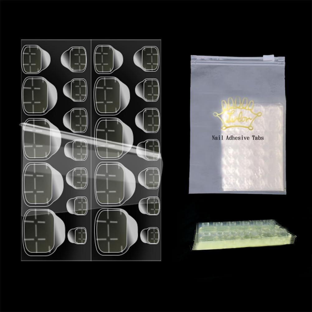 Ivtor Invisible Adhesive Tabs, Waterproof Nail Sticker, Jelly Double-Sided Adhesive for Press On Nails, 10 Sheets 240PCS Nail Glue for Toenail