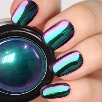 PrettyDiva Chameleon Chrome Nail Powder - Ombre Multi-Chrome Pigment With Mirror Finish, Color Shifting Nail Powder - Fairy