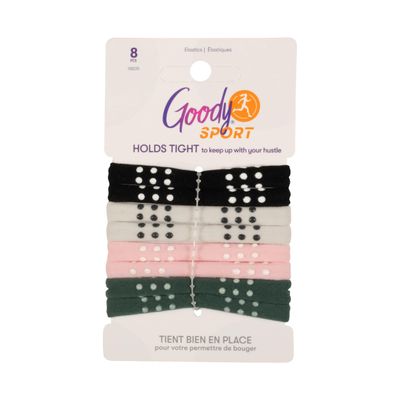 Goody Sport Ouchless Seamless Hair Elastics, 8 Ct, 4 Assorted Colors, Sport-Level Silicone Grip for Active Lifestyles, Damage-Free Wear Ties, Styling Accessories for Women &amp; Men, All Hair Types