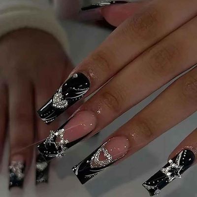 Elevenail Medium Length Press on Nails Pink White False Nails Full Cover Short Fake Nails Faux Ongles Daily DIY Nails Manicure Kits Nail Art Tips