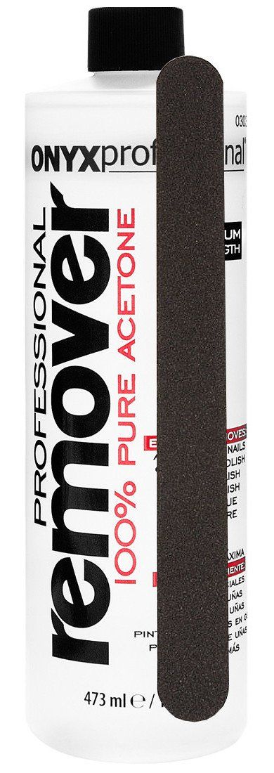 Onyx Professional 100 Acetone Nail Polish Remover Kit, Includes 1 Bonus Nail File, 16 Fl Oz