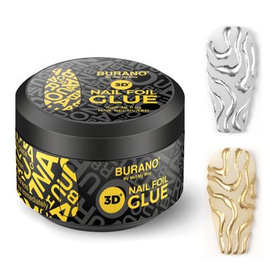 BURANO 3D Nail Foil Glue Gel, 8G 1 Bottle 3D Gel Nail Art Foil Gel for Nails, Transfer Gel Foil Adhesive Glue Nails Design Foil UV LED Lamp Required