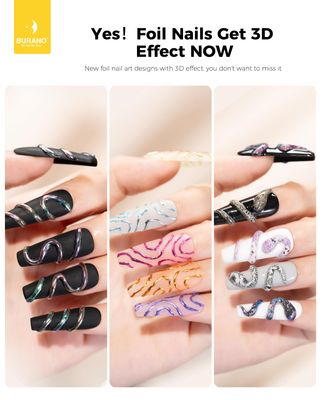 BURANO 3D Nail Foil Glue Gel, 8G 1 Bottle 3D Gel Nail Art Foil Gel for Nails, Transfer Gel Foil Adhesive Glue Nails Design Foil UV LED Lamp Required