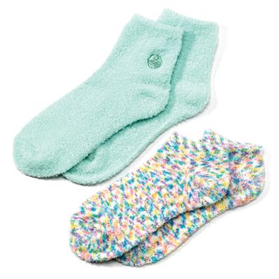 Earth Therapeutics Aloe Vera Socks - Infused w/Aloe Vera &amp; Vitamin E - Helps Dry Feet, Calluses, Dead Skin - Use w/Lotion - Green/Confetti - 2 Pairs