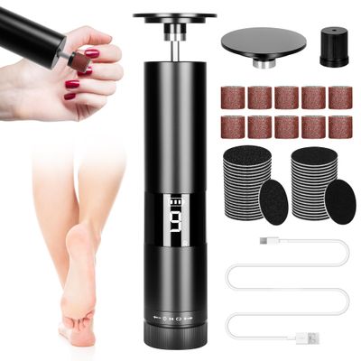 Merrtody Electric Foot Callus Remover with 9 Adjustable Speeds, 2 in 1 Rechargeable Foot File - Professional Pedicure Tools for Men &amp; Women for Removing Dead Skin and Calluses