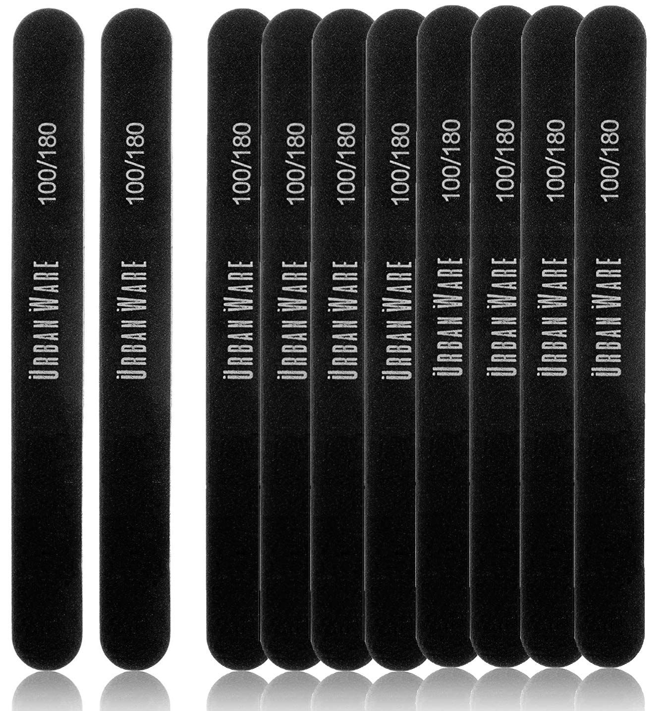 Professional Nail Files 10 Pack Double Sided 100/180 Grit Washable Buffer File
