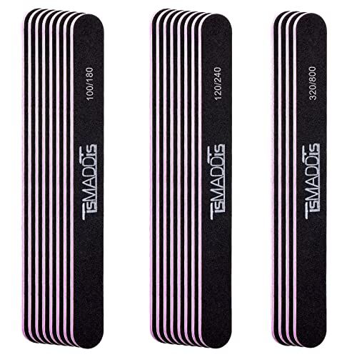 TsMADDTs Nails File 20 PCS Double Sided Emery Board for Natural Acrylic Nails 100 120 180 240 320 800 Grits, Professional Manicure Pedicure Tools
