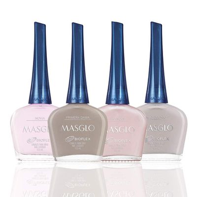 MASGLO Tradicional - Set of 4 Nail Polishes 13-Free Formula, Up to 7 Days of Wear, High-Coverage &amp; Glossy Finish - (0.5 oz Each)