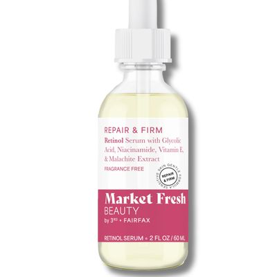 Market Fresh Beauty Retinol Repair Firm Serum with Niacinamide, Glycolic, Ferulic Acid Fragrance-Free 2 fl oz