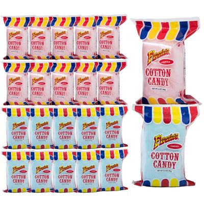 Flossie&#39;s Famous Cotton Candy, Flavourful Blueberry and Strawberry, Light and Fluffy Cotton Candy, Ideal Party Snack for All Ages, 2.4 Ounce (20 Pack)