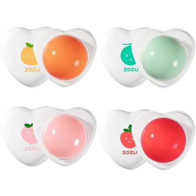 4Pcs Fruit Lip Balm Set,Moisturizing Lip Care Lip Balm,Long Lasting Nutritious Lip Balm Lipsticks Moisturizer,Natural Organic Lip Balm Fruit-Flavored Color,Citrus,Peach,Strawberry,Cantaloupe Lip Balm