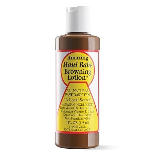 Maui Babe Browning Lotion - Natural Hawaiian Tan Accelerator with Vitamins &amp; Antioxidants - Moisturizing Formula for All Skin Types - Made in USA - 4 fl oz