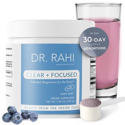 Magnesium Powder Supplement Made in USA MixedBerry 150g- Patented Magnesium L-Threonate Powder, Brain Support, Non-GMO Easy to Mix Magnesium Supplement Powder for Adults-Clear and Focused by Dr. Rahi