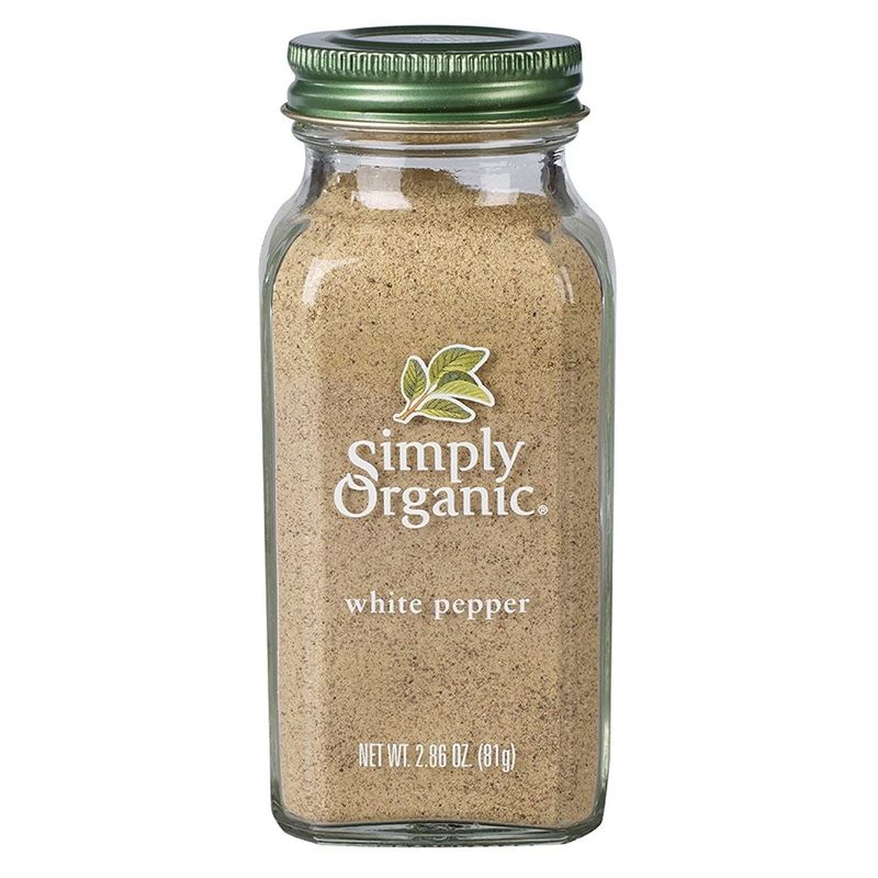 Simply Organic White Pepper, 2.86-Ounce Jar, Lightly Flavor Sauces, Fish, Chicken &amp; Potato Dishes, Milder Earthy Flavor