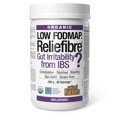 Natural Factors Organic Low FODMAP Reliefiber, Digestive Fiber Powder, Unflavored, 5.3 Oz