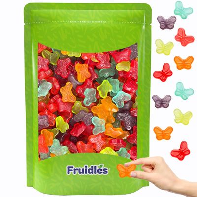 Fruidles Mini Butterflies Gummi Candy, Assorted Fruit Flavors Gummies, Allergy Friendly, Non-GMO, No Artificial Sweeteners Gummy (Half-Pound)